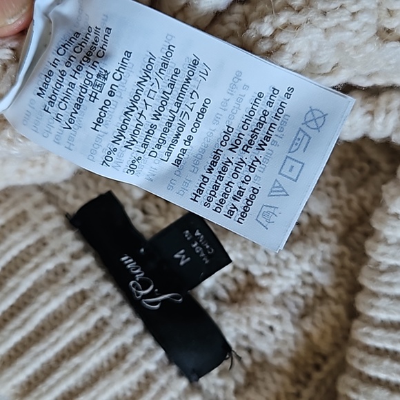 J.Crew Cream Lambswool Blend Sweater Popcorn Cable Knit Size Medium - Picture 11 of 13